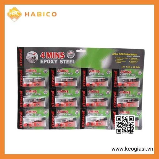 Keo Dán Thép AB Xtraseal 4 Minutes Epoxy Steel Dây 2x17mlx12