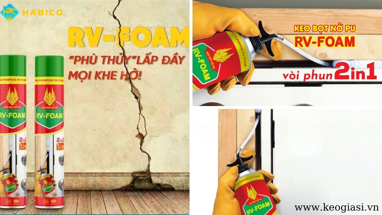 Keo bọt nở RV-Foam 2in1 được ứng dụng rộng rãi trong xây dựng