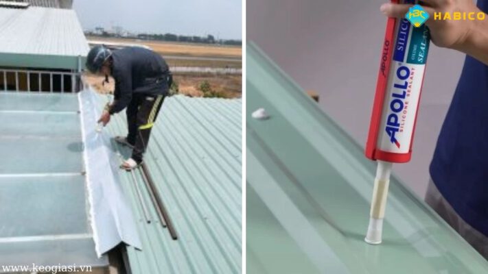 Keo silicone dán mái tôn chống dột
